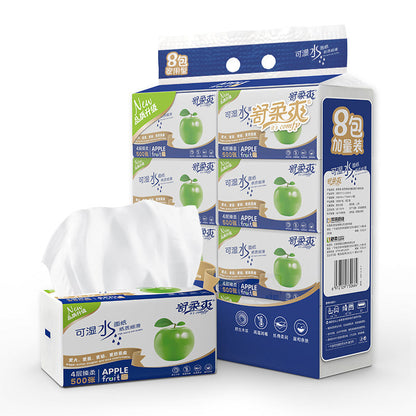 Skin-friendly, flexible, high-quality 500-sheet large pack of log tissues for bedroom facial tissues 4 layers of wet tissues