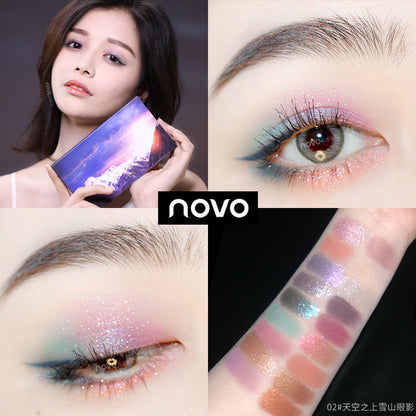 NOVO5326 Reed Glacier Eyeshadow កូល័រលាបត្របកភ្នែក លាបលាយជាស្រមោលភ្នែក ​Matte Pearlescent Earth Color Glitter Sequins