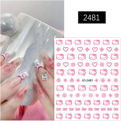 Nail stickers cute cartoon KT cat head star love Hello Kitty Kitty adhesive stickers nail decals wholesale