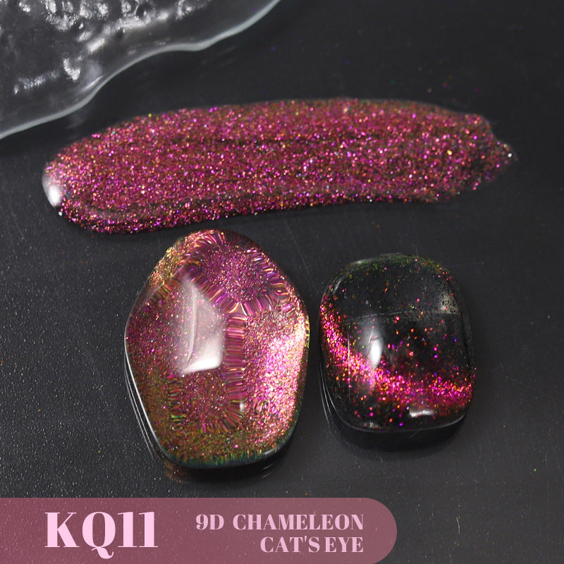 Cross-border 2023 new 9D chameleon cat's eye gel broken diamond dynamic galaxy starry sky crystal laser cat's eye nail polish gel