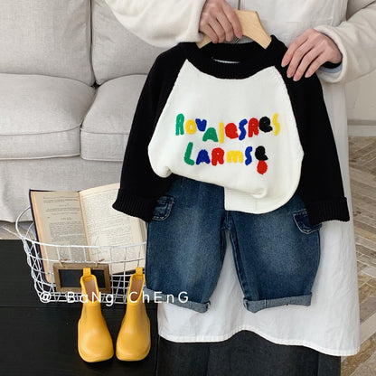 Children's sweater Bangcheng 2024 spring new color letter children's clothing boys and girls casual all-match tops MY0027