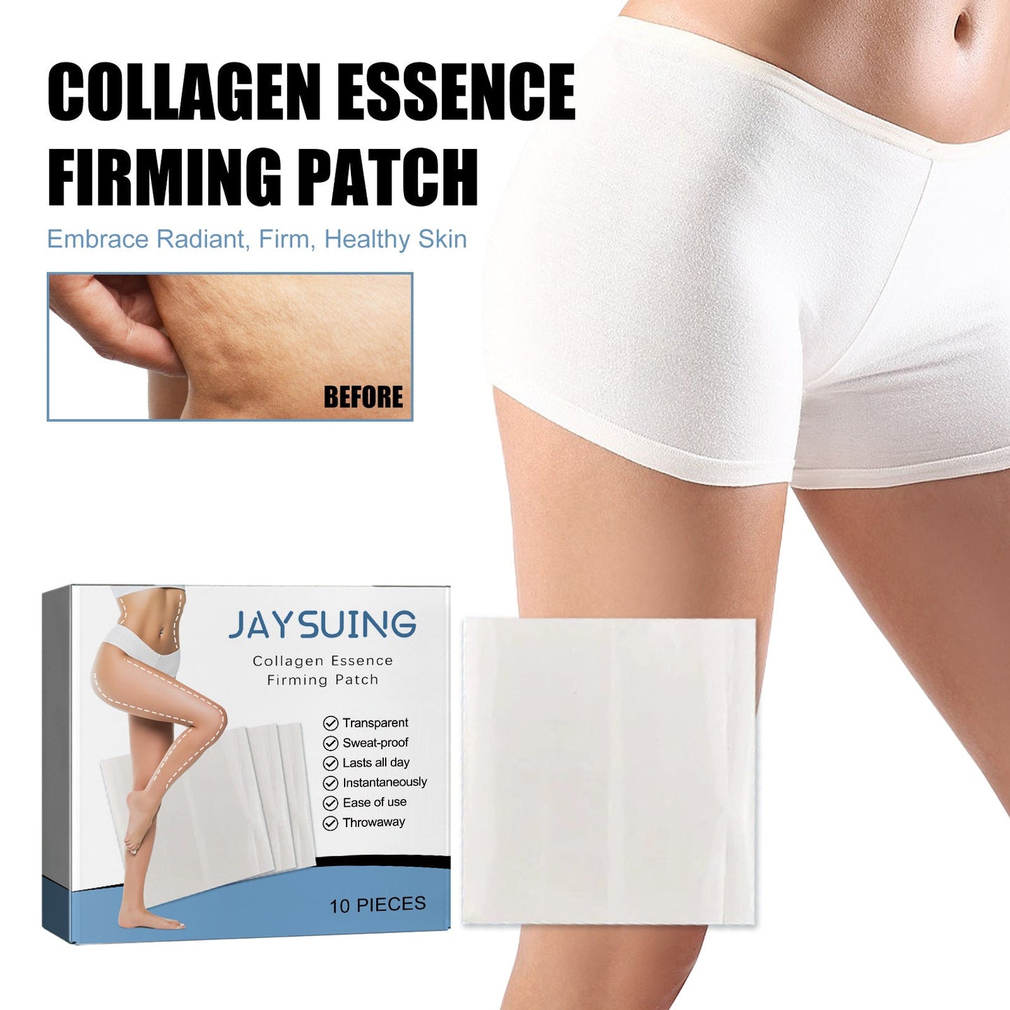 Jaysuing Collagen Firming Tape លើកភ្លៅ លើកជើង សាច់ដុំ រាងស្លីម ខ្សែជើង 