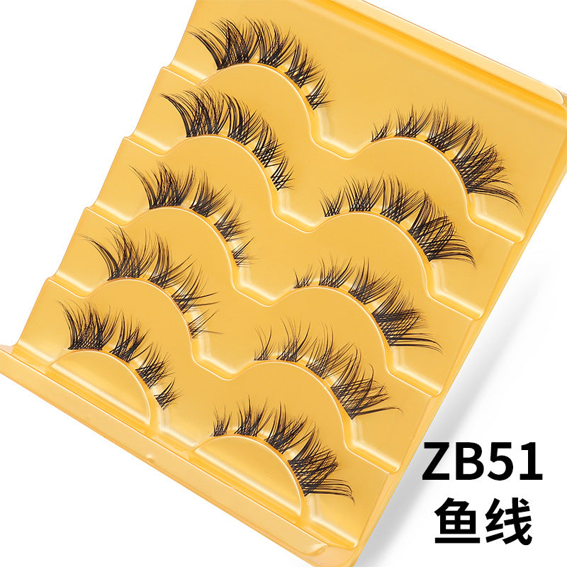 DINGSEN false eyelashes factory cross-border supply oblique flying fox eyelashes 5 pairs of segmented self-grafted eyelashes