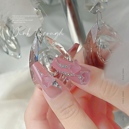 Nail jewelry diamond wholesale transparent glacier pink pointed bottom diamond flashing octagonal rock sugar love axe nail accessories