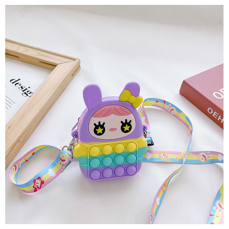 Cartoon Doll Squeeze Toy Children Bag Baby Cute Silicone Coin Purse Mini Children Messenger Bag Wholesale