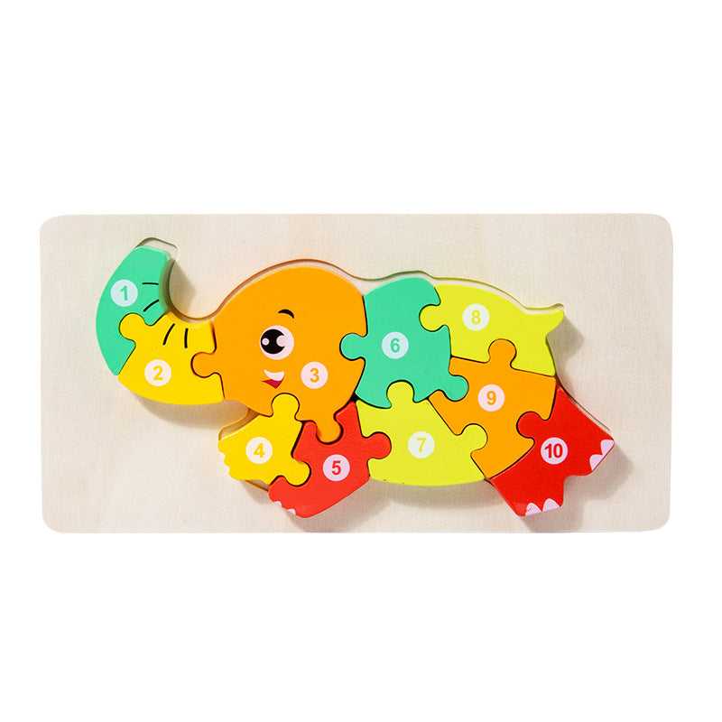 Wooden early education cognitive children's educational toys building blocks animal transportation shape matching 3d three-dimensional puzzle wholesale