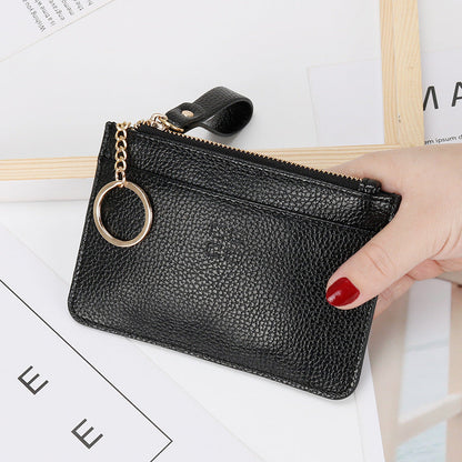 Genuine leather coin purse women's mini soft leather handbag new driving card holder ultra-thin coin zipper bag key bag 