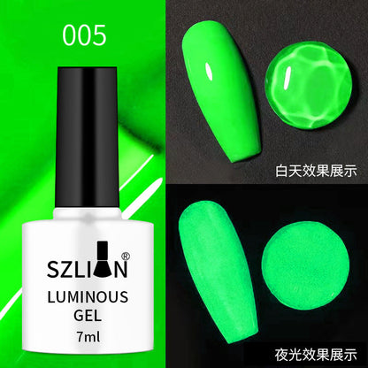 Cross-border hot-selling nail art luminous glue fluorescent nail polish glue phototherapy glue set popular candy color nail salon dedicated