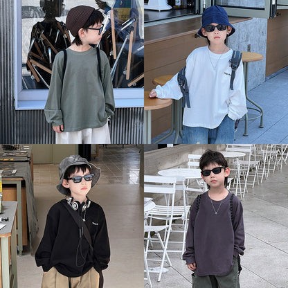 Mikoshi children's clothing children's long-sleeved T-shirt 2024 autumn new Korean version of the middle and large children's boys' cotton bottoming shirt autumn