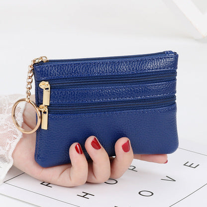 Wholesale coin purse women's short genuine leather texture small wallet multifunctional driver's license card holder soft leather key bag zipper bag 