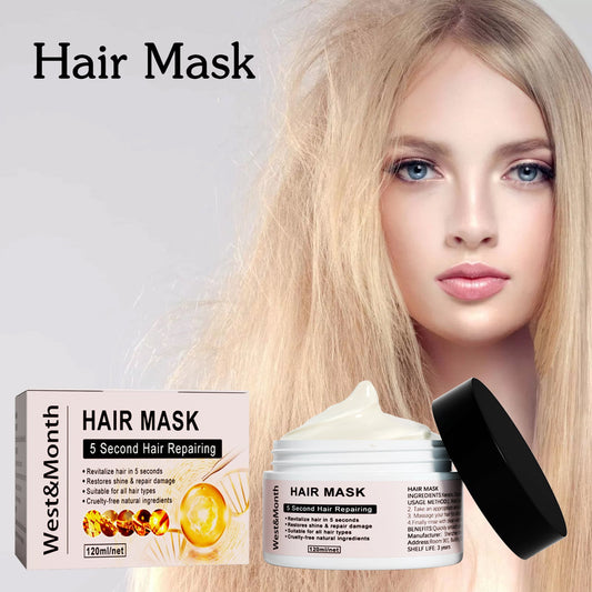 West&amp;Month Keratin Repair Hair Mask ផ្តល់សំណើម ជួសជុល និងជួសជុលសក់ខូច ធ្វើអោយប្រសើរឡើងនូវការថែរក្សាសក់ ព្យាបាលសក់ខូច បែកចុង ស្ងួត បែកចុង។ 