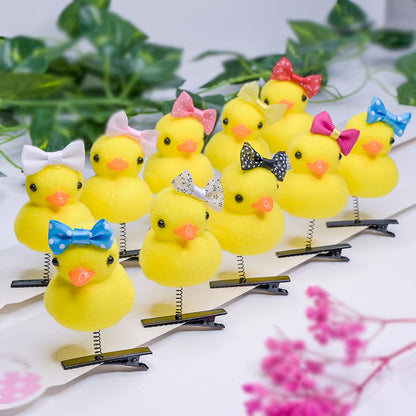 Foreign trade cross-border cartoon little yellow duck spring hairpin cute personality children's women's hair accessories headdress stall night market goods