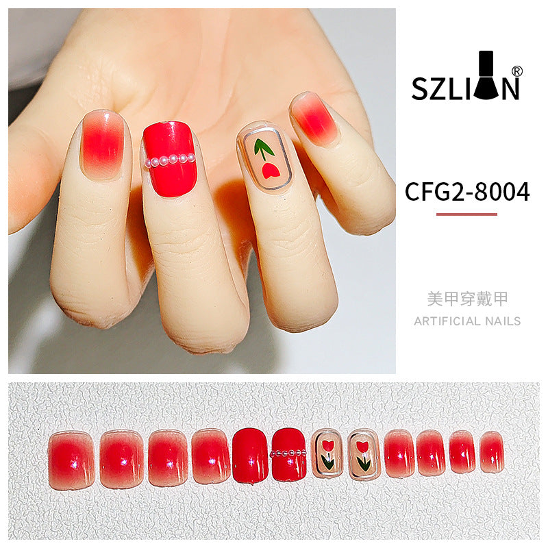 Cross-border special wearable nail tips wholesale French simple ice transparent nail art finished product detachable nail stickers