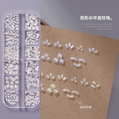 Nail art diamond jewelry wholesale net red five petal flower mixed flat bottom aurora resin bow rivet camellia flower diamond