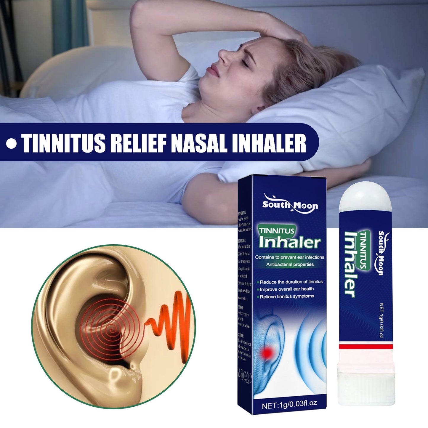 South Moon Tinnitus Relief Nasal Inhalation Relieves Tinnitus Back of the Ear Itch Ear Discomfort Soothing Care Nasal Inhalation 