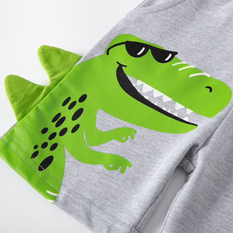 2024 new children's shorts cartoon dinosaur boy shorts sports pants summer children's clothing wholesale one piece drop shipping