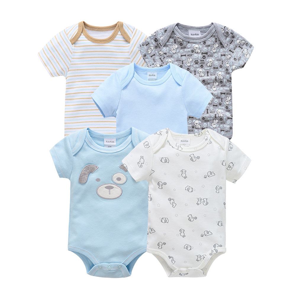 2024 new cotton newborn clothes 5-piece set baby clothes short-sleeved summer foreign trade children's clothing baby jumpsuit wholesale 