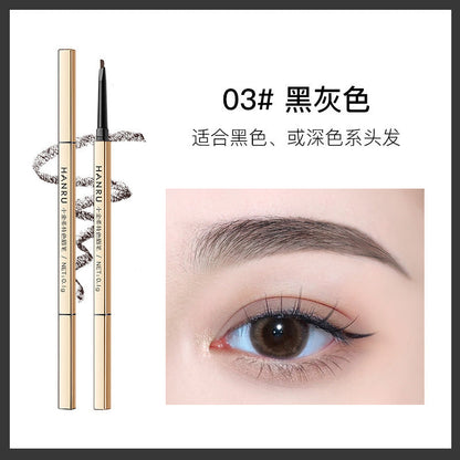 Small gold bar double-headed eyebrow pencil with ultra-fine head, extremely fine, waterproof, sweat-proof, long-lasting, non-fading, non-smudged, natural mist eyebrow makeup