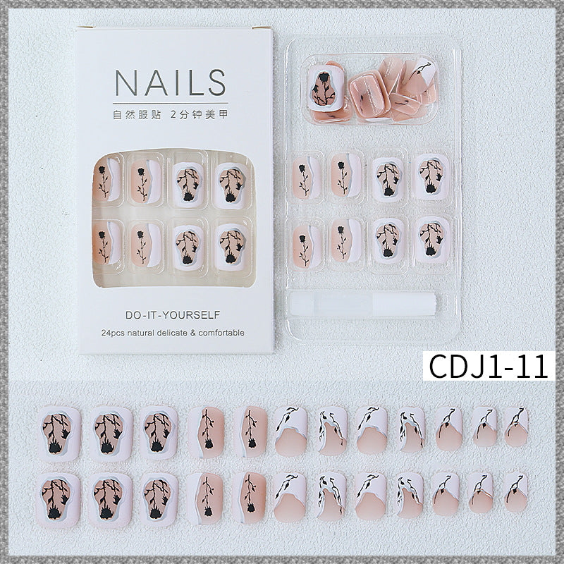 New hot sale wearable nail tips wholesale French simple ice transparent nail art finished product removable nail stickers thin