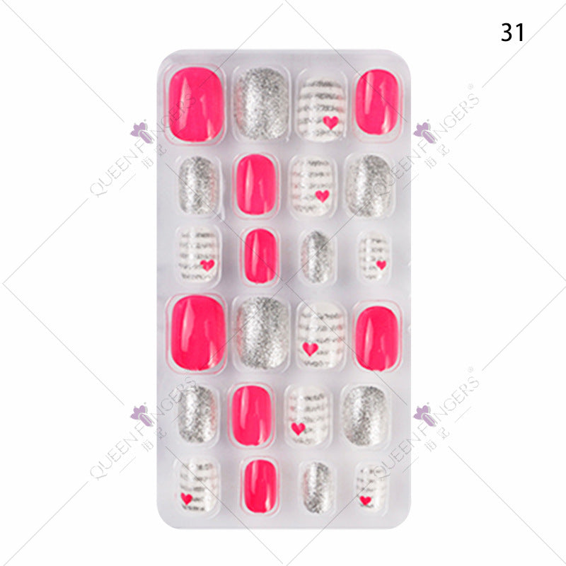 Zhifei nail art 24 pieces bagged wearable wearable nail pieces finished nail art children's nail art finished nail pieces