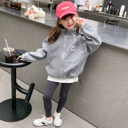 Children's spring jackets for boys and girls baseball jackets cardigans loose elastic fat net red elementary school students trend