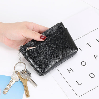 Genuine leather women's coin purse coin card holder short small handbag zipper key bag mini wallet wholesale 