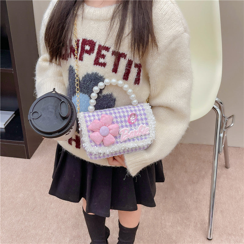 New Children's Shoulder Bag Cute Princess Coin Purse Little Girl Pearl Handbag Children's Crossbody Bag Wholesale