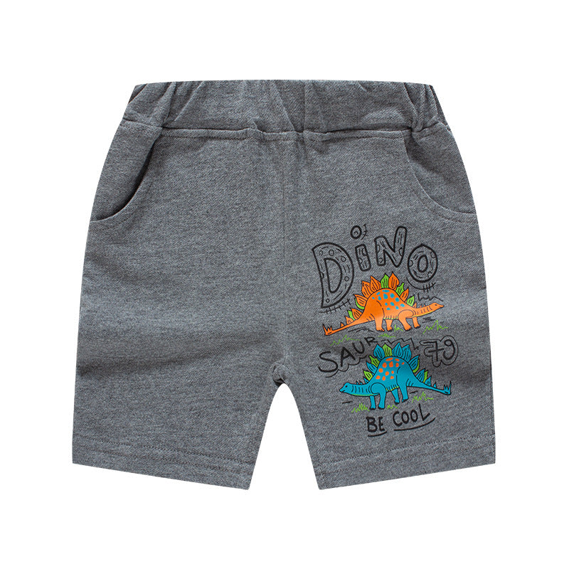 2024 summer new children's cartoon dinosaur shorts baby pure cotton shorts outerwear pants knitted pants