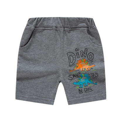 2024 summer new children's cartoon dinosaur shorts baby pure cotton shorts outerwear pants knitted pants