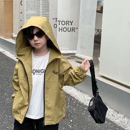 [Clearance Sale] Children's Hooded Letter Cardigan Jacket 2023 Autumn Boys and Girls Handsome Loose Jacket