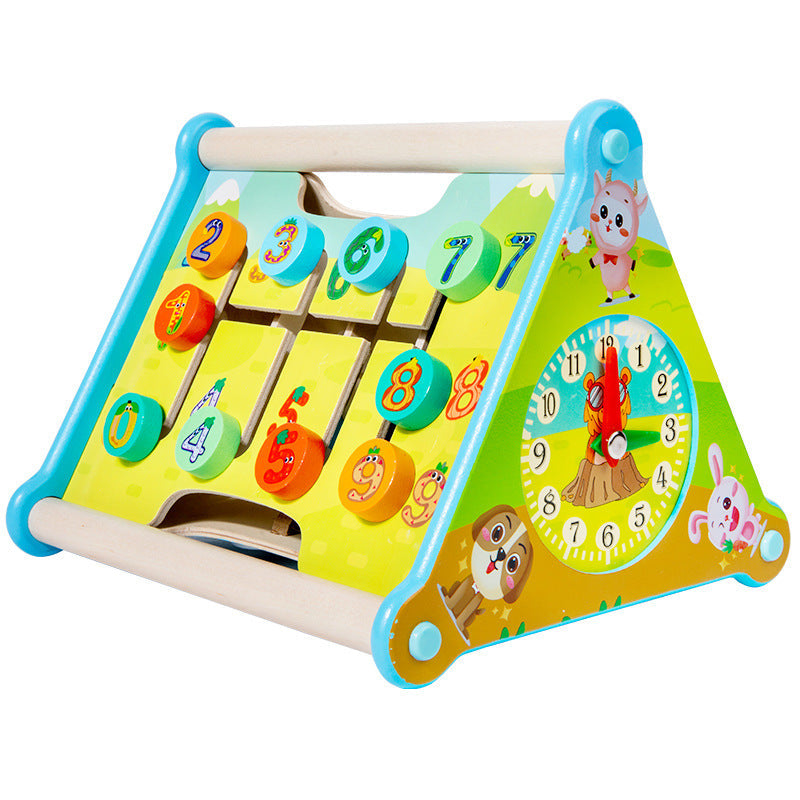 Wooden Montessori walking clock cognitive wooden busy board portable busy box early education educational toys