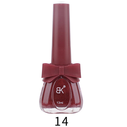 BK new 18-color seven-day water-based nail polish pure color no-bake autumn and winter style net red white macaron 13ml