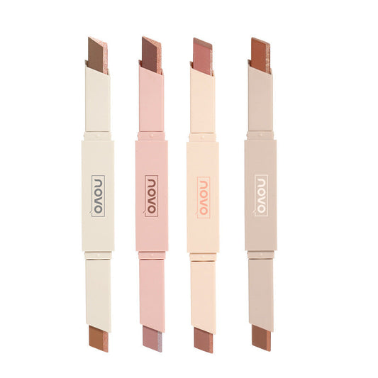 NOVO Symphony Gradient Double-ended Eyeshadow Stick ដែលមិនជ្រាបទឹក និងមិនប្រតាកងាយស្រួលក្នុងការប្រើ ក្នុងដើមតែមួយមានពីរពណ៌ តារាល្បីខាងអ៊ីនធឺណិតកប្រើ 