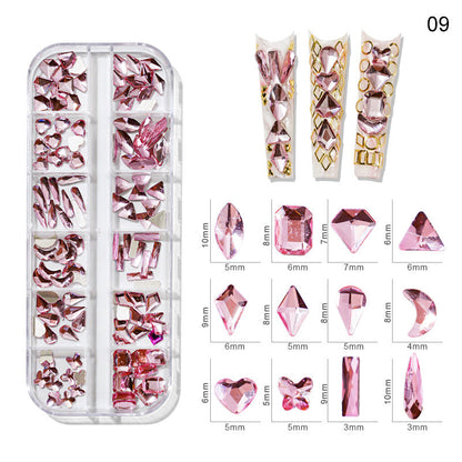 New nail art special-shaped diamond fantasy special-shaped flat bottom nail art diamond glass diamond jewelry nail stickers sequins accessories wholesale