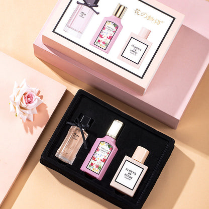 Flower Story Flower Joy Dream Women's Perfume Three-piece Set Men's Fresh and Long-lasting Light Fragrance Douyin Live Broadcast Hot Selling 