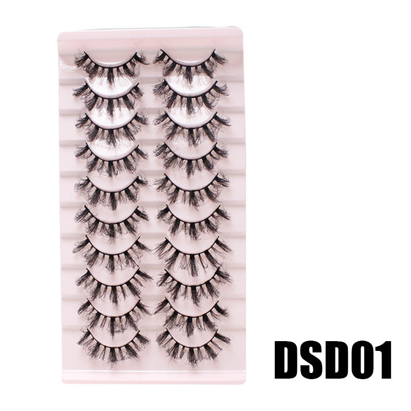 DINGSEN false eyelashes factory cross-border stable supply explosive style 10 pairs set thick natural curling nude makeup style