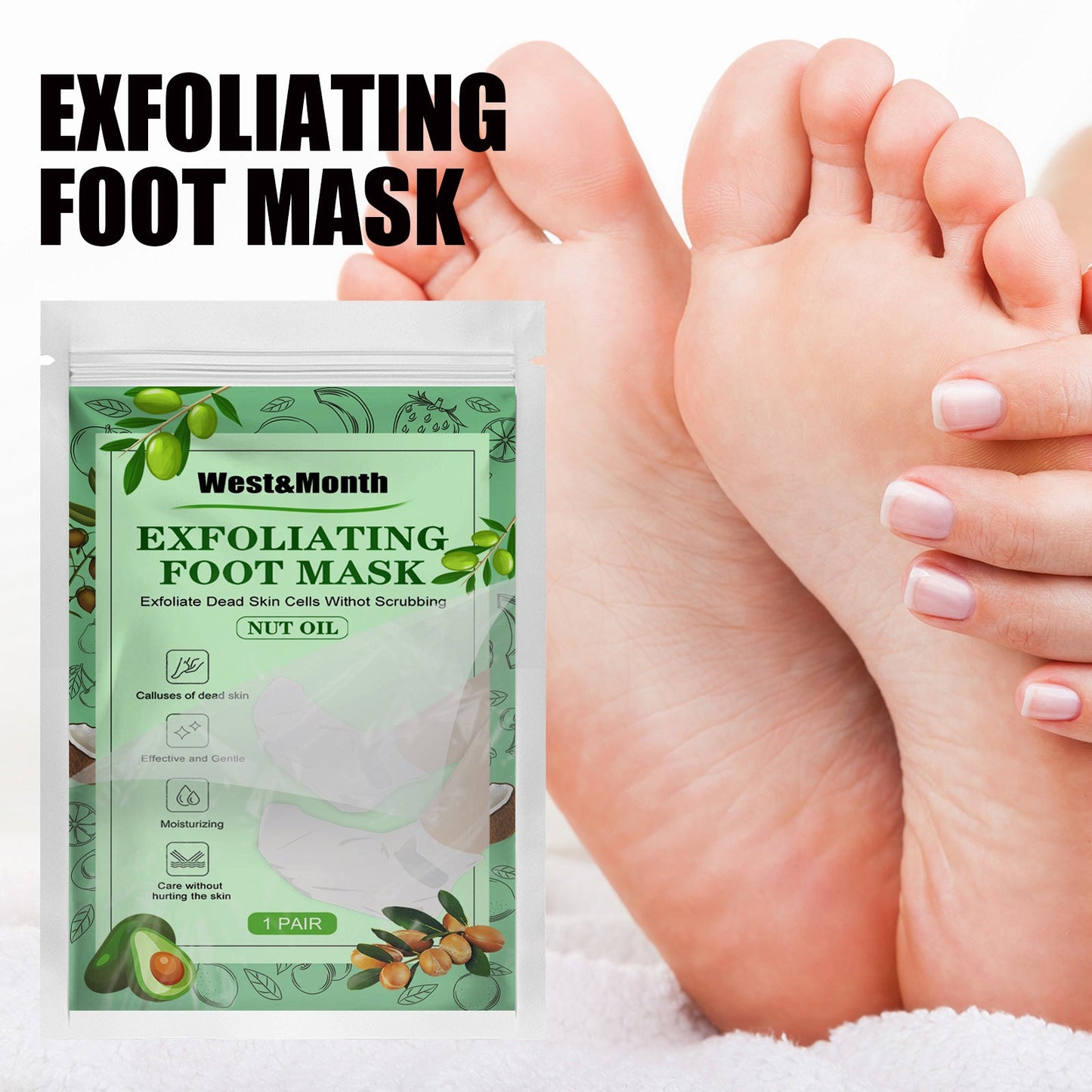 West&amp;Month Argan Oil Foot Mask Niacinamide Foot Mask Exfoliating Dead Skin Moisturizing Repair Foot Mask 