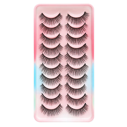 Dingsen false eyelashes factory European and American stable cross-border supply 10 pairs of natural curling thick eyelashes