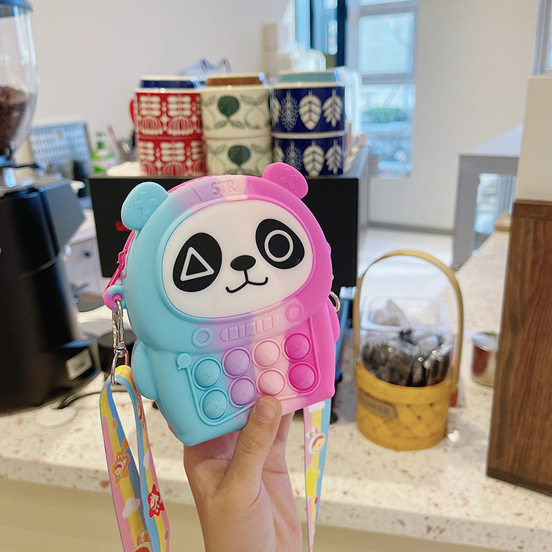 Cartoon Little Panda Baby Coin Purse Bubble Silicone Children's Messenger Bag Color Lollipop Children's Bag Wholesale