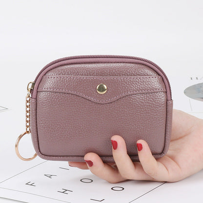 Korean women's coin purse shell small wallet simple card holder soft leather key bag mini handbag zipper coin bag 