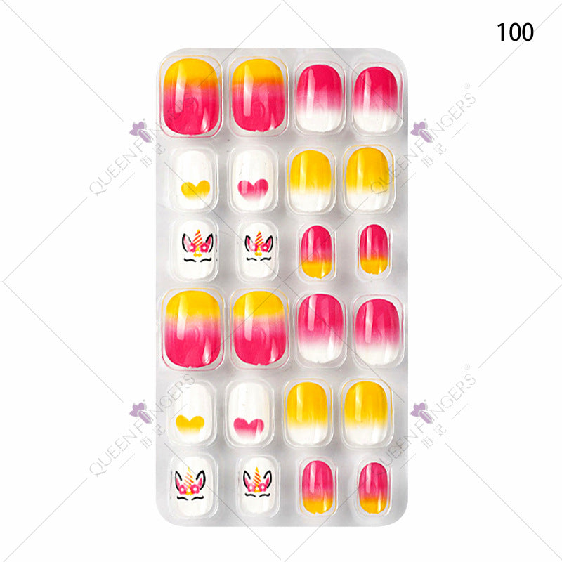 Zhifei manicure បំណះក្រចករបស់កុមារ 1បន្ទះមាន24ក្រចក រូបតុក្កតានិងរូបគួរអោយស្រឡាញ់ ក្រចកសិប្បនិម្មិត