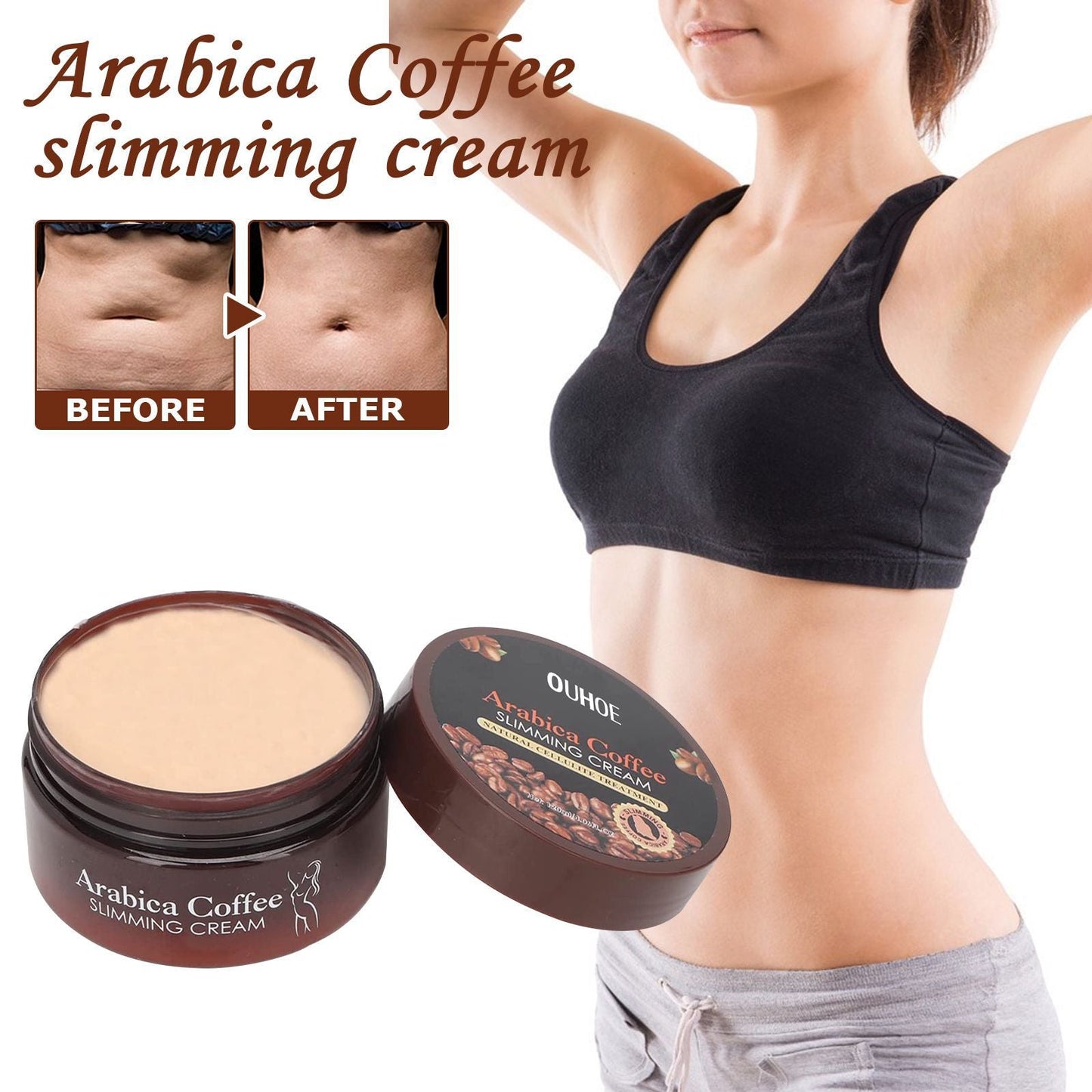 OUHOE Coffee Slimming Cream Firms Belly Fat Arms Goodbye Fat Belly Massage Lazy Body Shaping Cream 