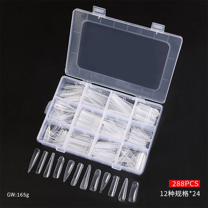 Nail extension nail model quick extension paper-free 288 pieces of plastic nail support nail film nail mold box 