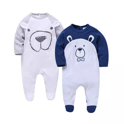 Manufacturers long sleeve baby clothes 2 pieces spring cotton boy infant jumpsuit foot cover jumpsuit cross-border 