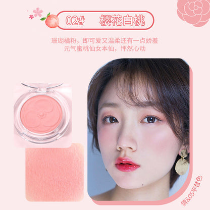 Makeup HOJO Camellia Vitality Embossed Blush Natural Nude Makeup Enhances Complexion Waterproof and Sweat-proof Matte Rouge