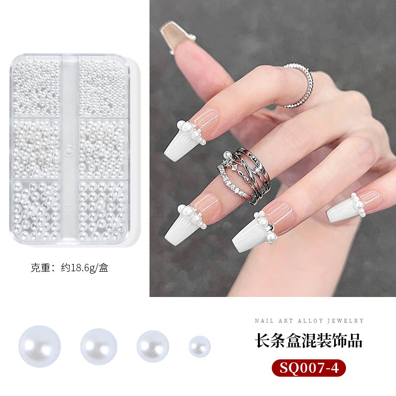 Nail art accessories aurora bow pearl rivet small accessories super flash small diamond 12 grid mixed nail decoration wholesale