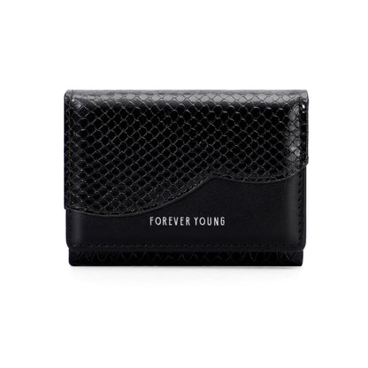 forever young ladies wallet short Korean snake pattern fashion coin purse three fold pu multi-card slot wallet 