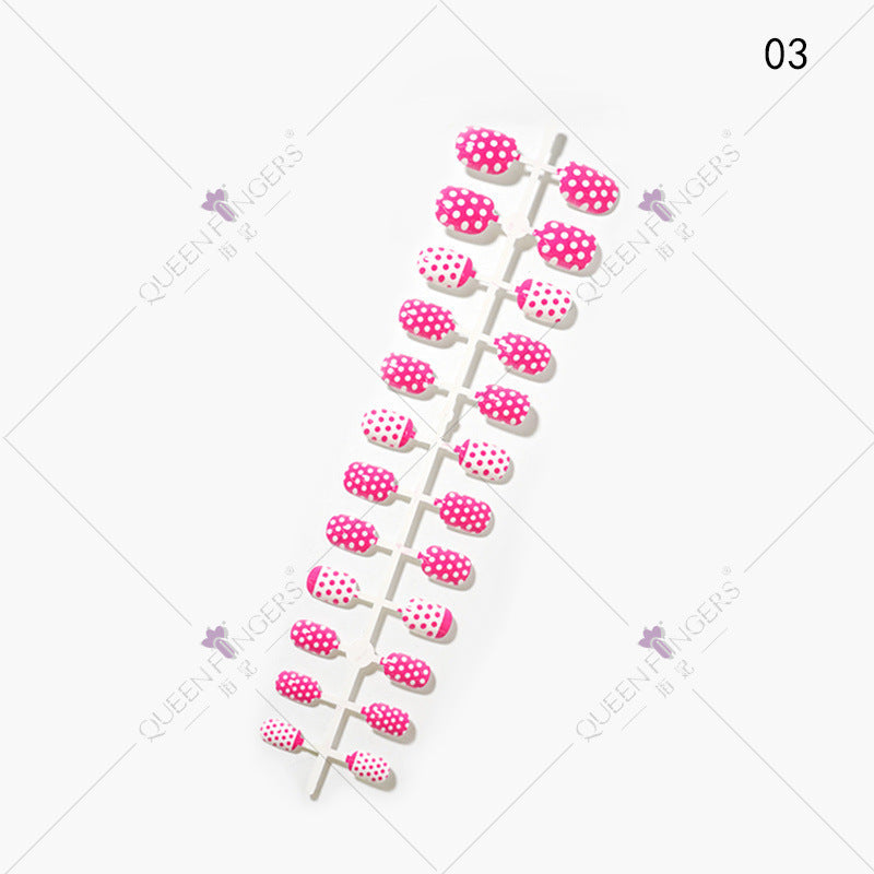 Zhifei Nail Art Summer Fruit Series Children's False Nails 24 Pieces Cartoon Strips Fully Stickers Removable Nail Art Pieces