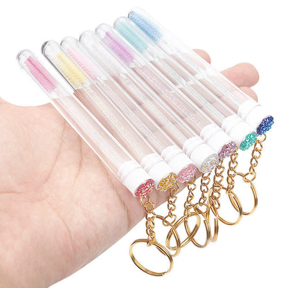 Wholesale grafting eyelash brush gold buckle tube crystal rod eyelash brush multi-color diamond tube eyelash brush