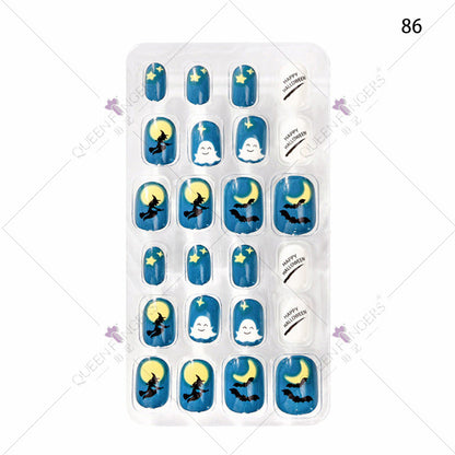 Zhifei nail art children's finished nail pieces 24 pieces flame cartoon bagged wearable finished nail art children's patches